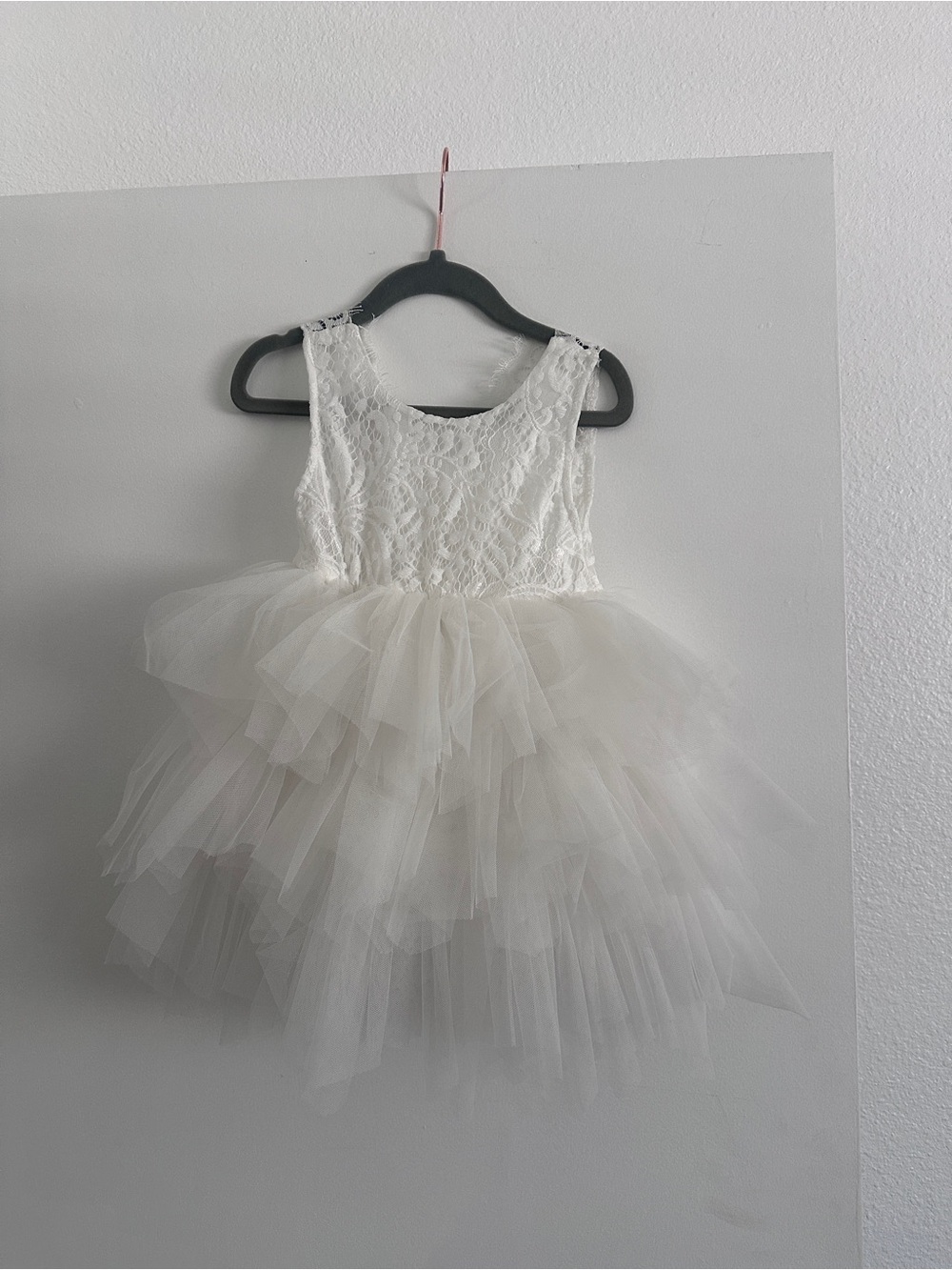 SHEIN White Lace Bodice Tulle Party Dress